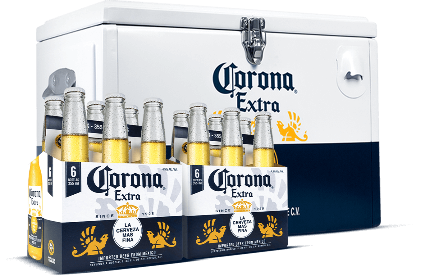 HIELERA  Corona + 12 PACK cerveza corona rediscover paradise